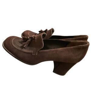 Kenneth Cole New York brown suedeNova chunky heeled tassel loafer Sz 9 women’s